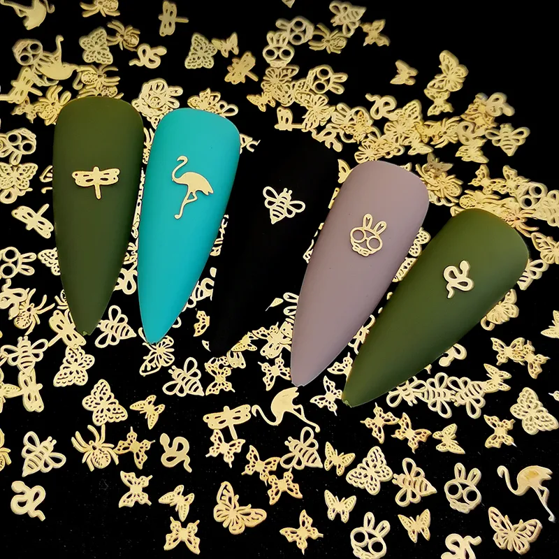 Trending Tech Accessories - 100pcs 골드 나비 금속 네일 스