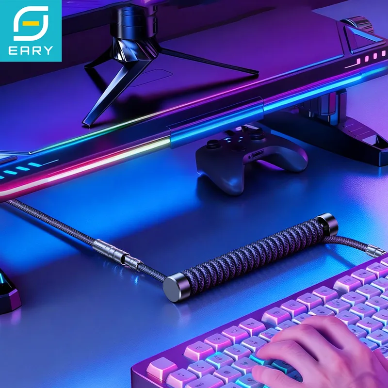 Tech Gaming Accessories - Eary 1.2m 코일형 키보드 케이블 USB
