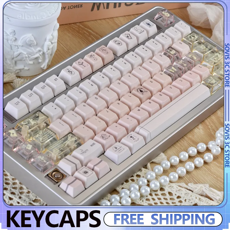 Tech Gaming Accessories - 샴페인 핑크 키캡 세트 PC+PBT 서브