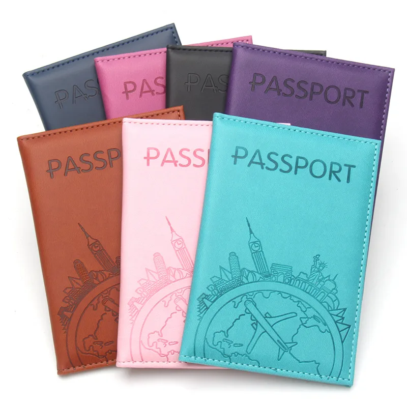 Tech Accessories Travel - 글로벌 플라이트 프린트 여권 케이스 가죽