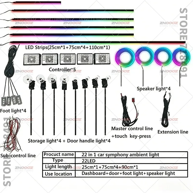 22in1 RGB 자동차 실내 아크릴 무드등 RGB 숨 - Tech Lighting Accessories 리뷰 및 가격
