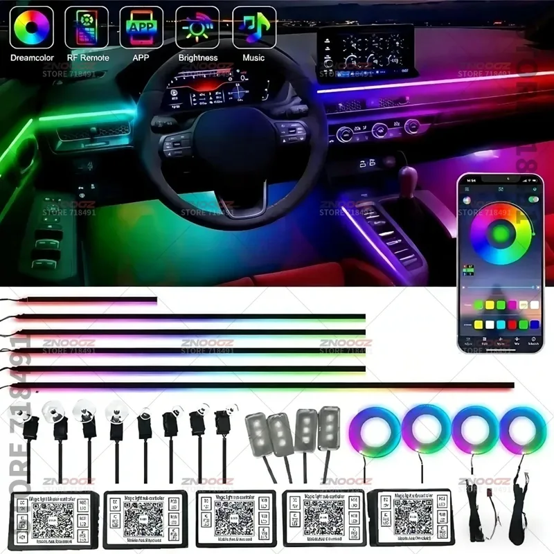 22in1 RGB 자동차 실내 아크릴 무드등 RGB 숨 - Tech Lighting Accessories 리뷰 및 가격