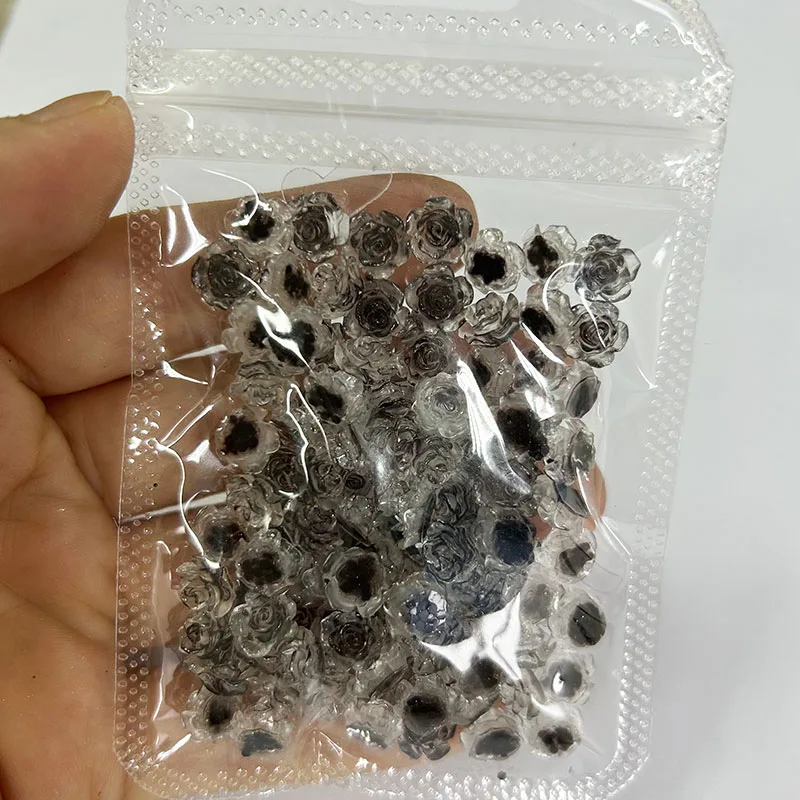 100pcs 블랙 로즈 수지 네일 참 3D 반짝이 동백 - Trending Tech Accessories 리뷰 및 가격