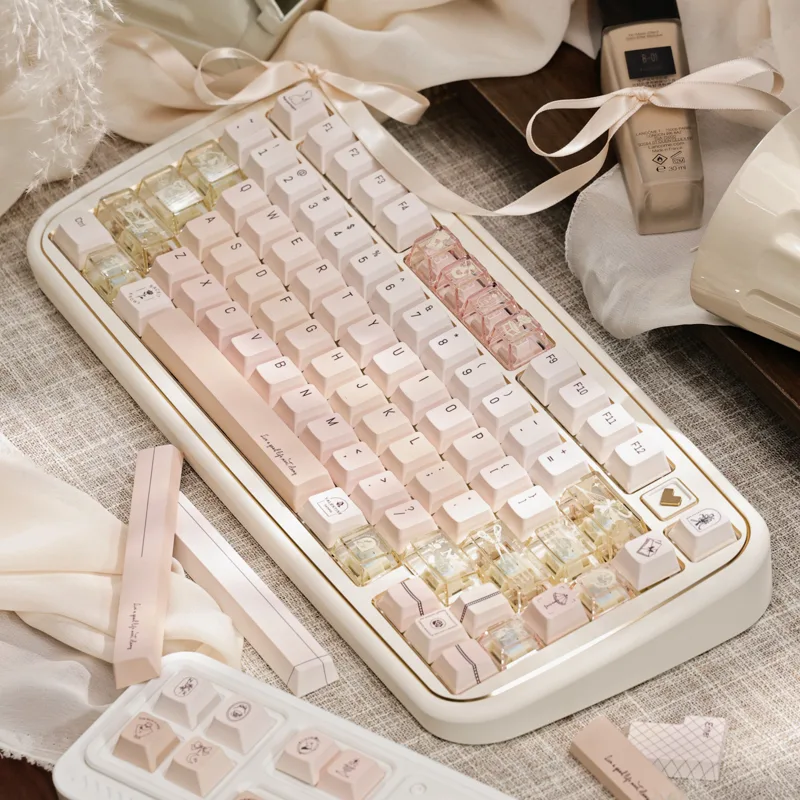 샴페인 핑크 키캡 세트 PC+PBT 서브 체리 프로파일 - Tech Gaming Accessories 리뷰 및 가격