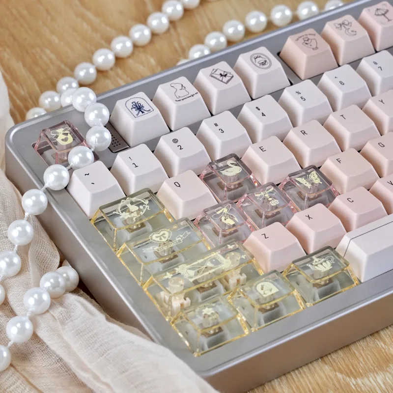 샴페인 핑크 키캡 세트 PC+PBT 서브 체리 프로파일 - Tech Gaming Accessories 리뷰 및 가격