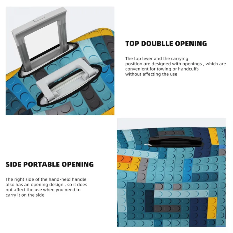 블루 테크 픽셀 빌딩 블록스 텍스처 여행 가방 커버 비 - Tech Accessories Travel 리뷰 및 가격